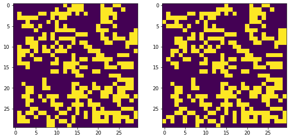 Quick training result left: target, right: predicted