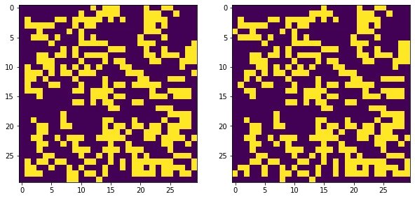 Quick training result left: target, right: predicted