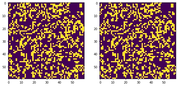 And no it is not over-fitting to give just one value; left: target, right: predicted